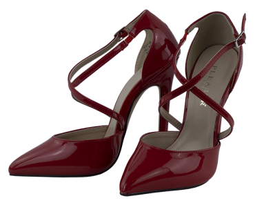 5.50″ heel Pleaser red cross laced high heels