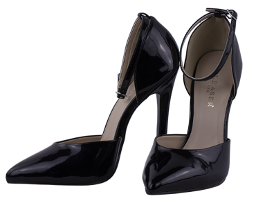 5.5 inch heel Pleaser ankle strap shoes, black d’Orsay Décolleté