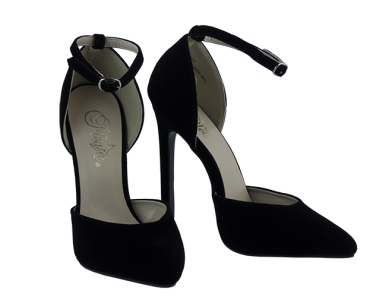 5.5 inch heels no platform Pleaser ankle strap black d’Orsay