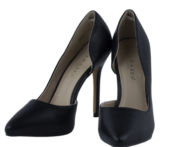 4.75 inch heels Pleaser d’Orsay pumps black leather
