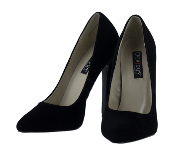 5.25 inch heels Devious Black Suede Heels Pumps